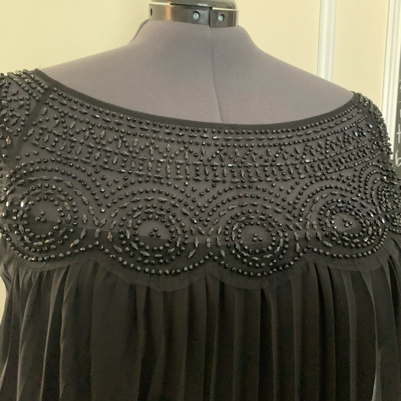 XSCAPE Plus Size Beaded & Pleated Shift Dress - Picture 7 of 15